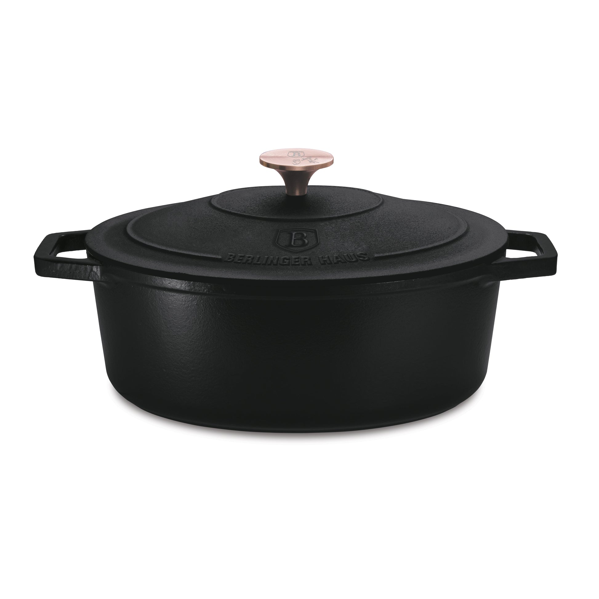 Berlinger Haus 32cm Oval Roaster Casserole - Cast Iron - Black Rose