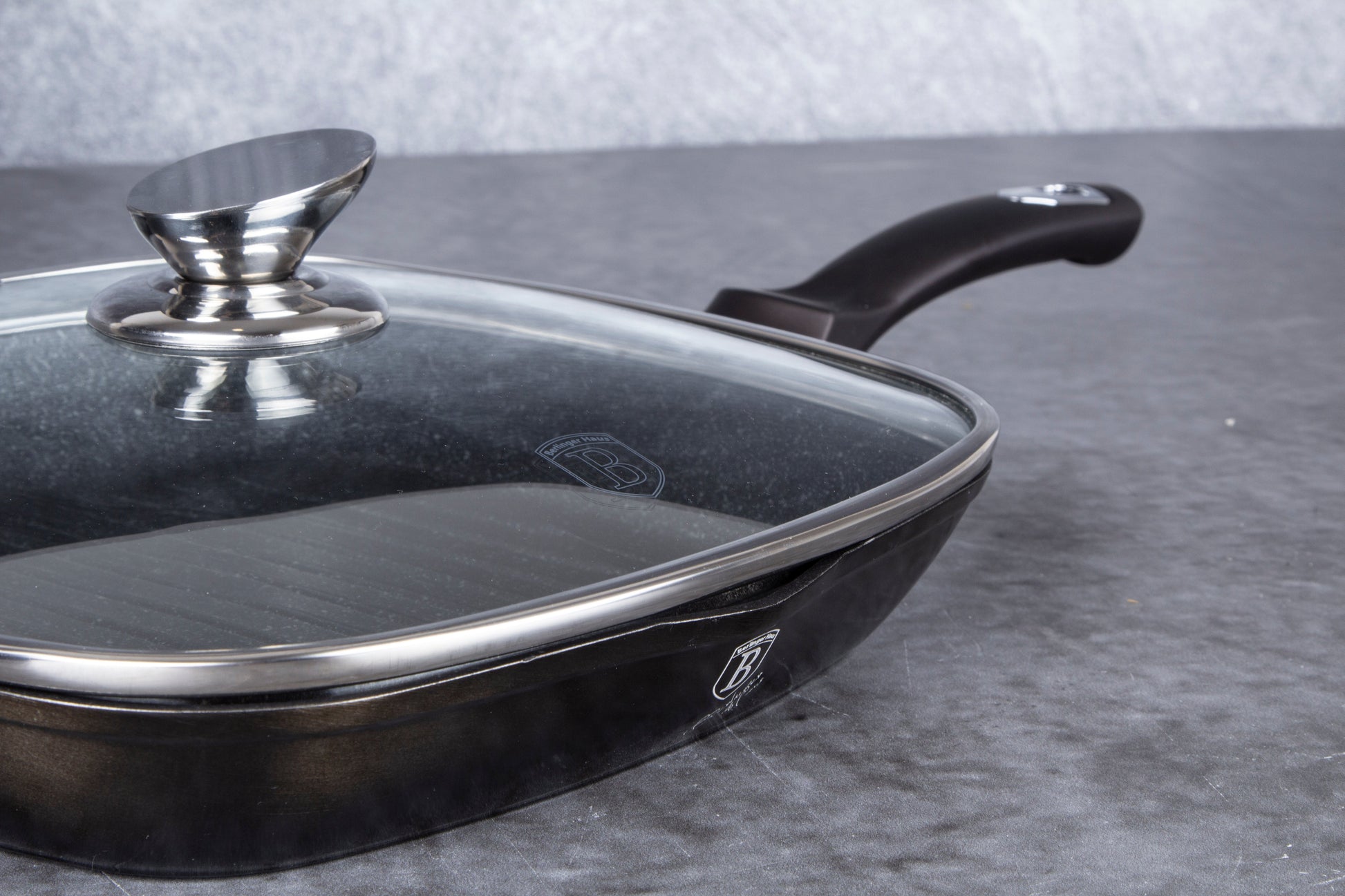 Berlinger Haus 28 cm Marble Coating Grill Pan & Lid - Shine Black Edition
