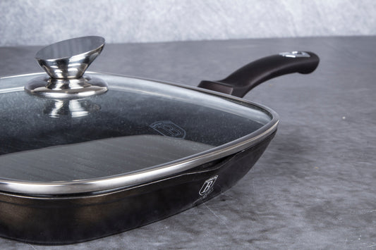 Berlinger Haus 28 cm Marble Coating Grill Pan & Lid - Shine Black Edition