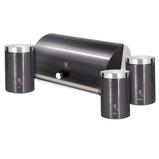 Berlinger Haus 4-Piece Canister set with Bread box - Carbon Pro