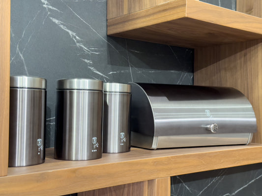 Berlinger Haus 4-Piece Canister set with Bread box - Carbon Pro