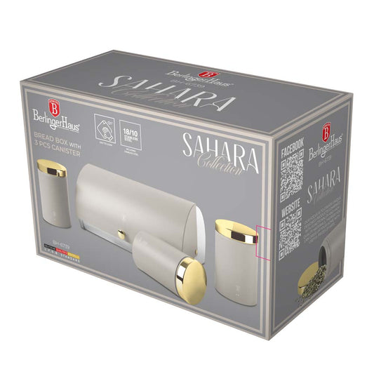 Berlinger Haus 4-Piece Canister Set with Bread Box - Sahara
