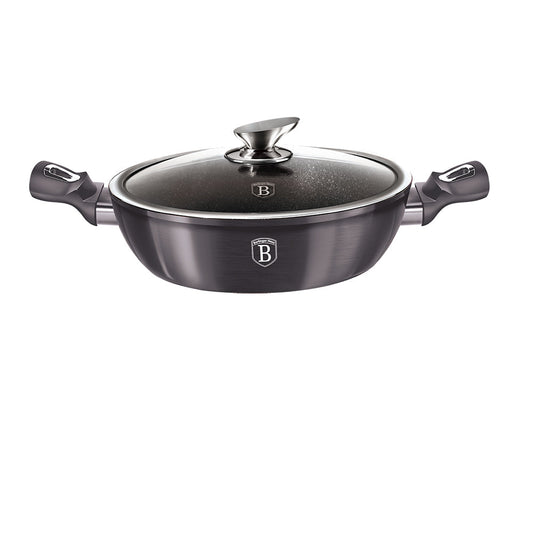 Berlinger Haus 28cm Marble Coating Shallow Pot with Lid - Carbon Pro