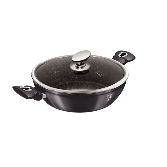 Berlinger Haus 24cm Marble Coating Shallow Pot with Lid - Carbon Pro