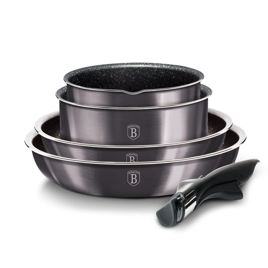Berlinger Haus 9-Piece Marble Coating Non-Stick Cookware set - Carbon Pro