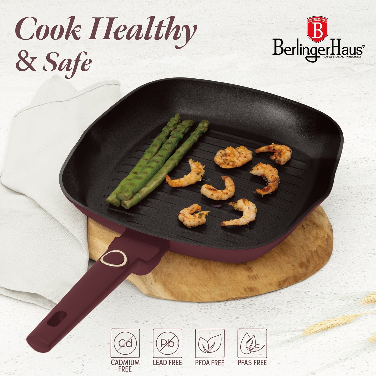 Berlinger Haus 28cm Titan Pro Non-Stick Coating Grill Pan with Lid - Leonardo