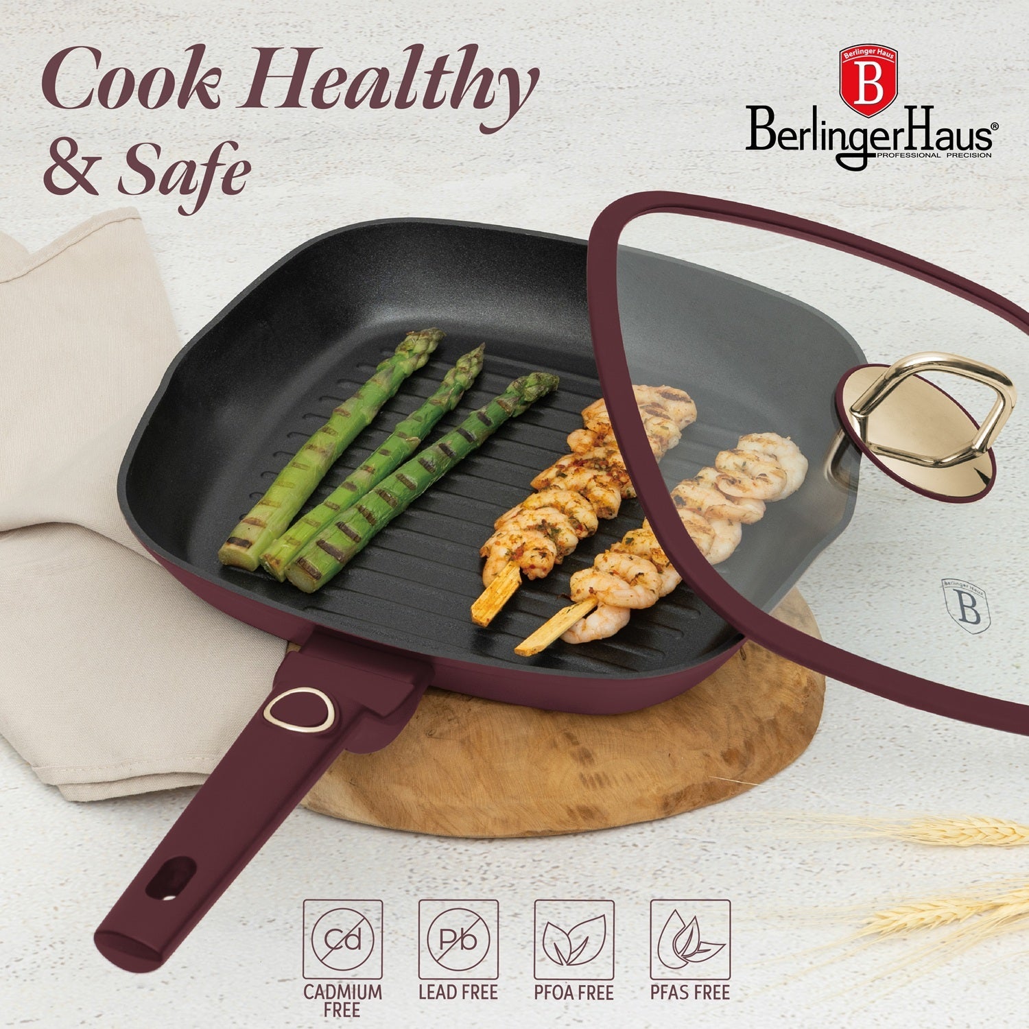 Berlinger Haus 28cm Titan Pro Non-Stick Coating Grill Pan with Lid - Leonardo