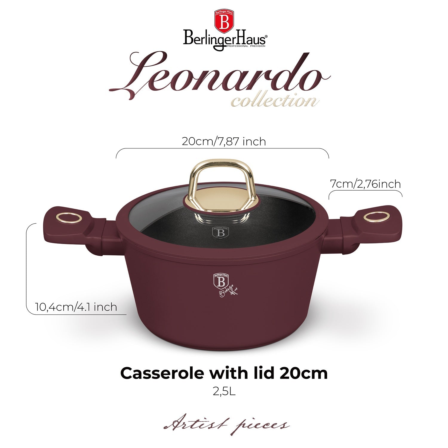 Berlinger Haus 20cm Titan Pro Non-Stick Coating Casserole - Leonardo