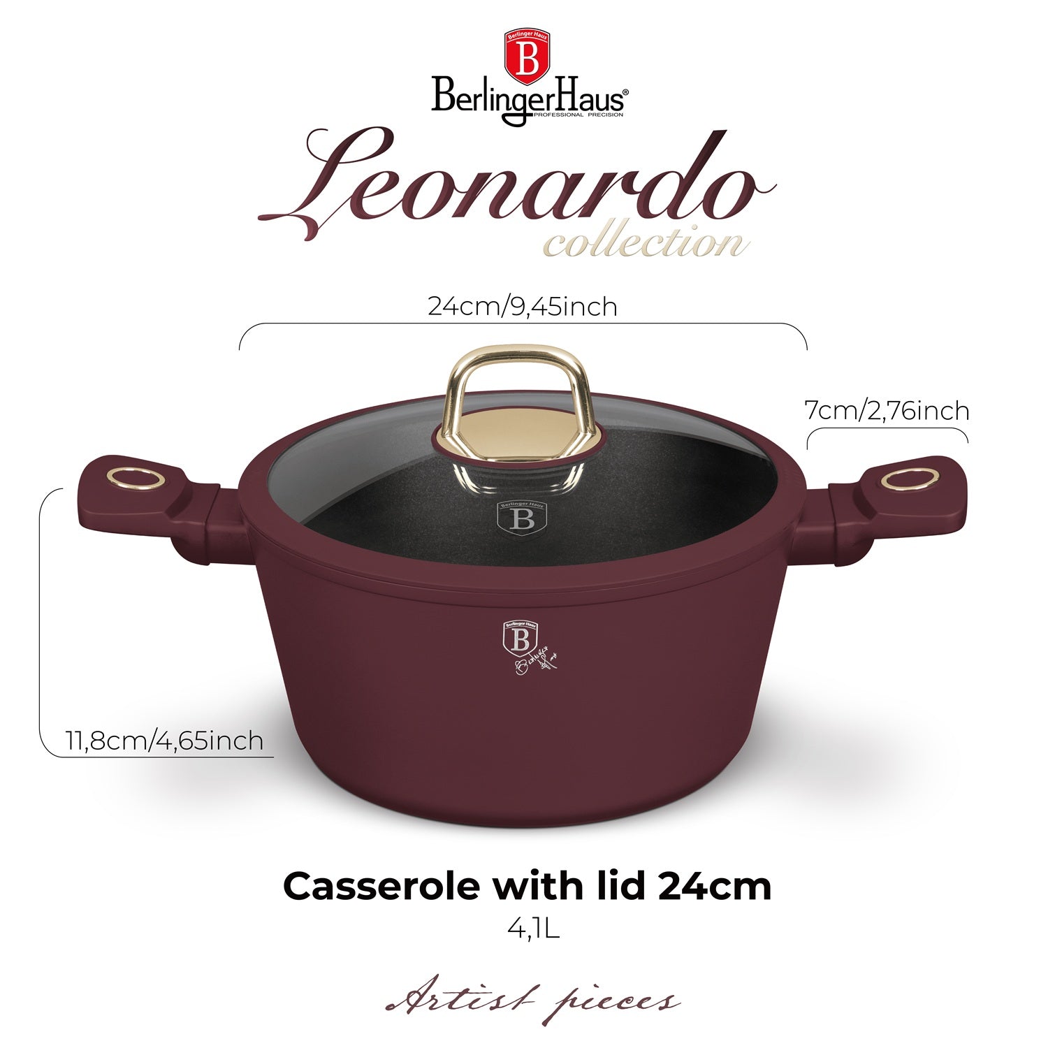 Berlinger Haus 24cm Titan Pro Non-Stick Coating Casserole - Leonardo