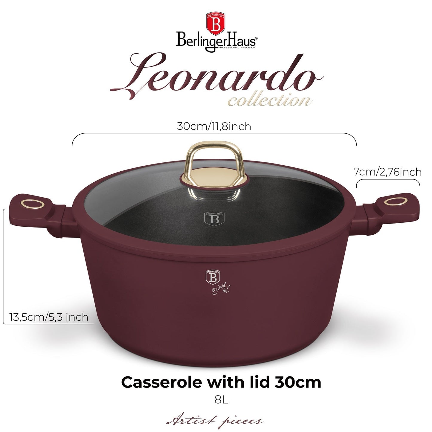 Berlinger Haus 30cm Titan Pro Non-Stick Coating Casserole - Leonardo