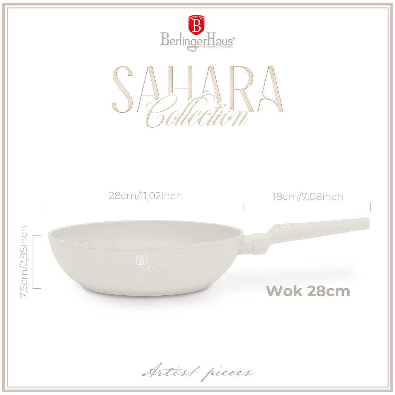 Berlinger Haus 28cm Titan Pro Non Stick Coating Wok - Sahara