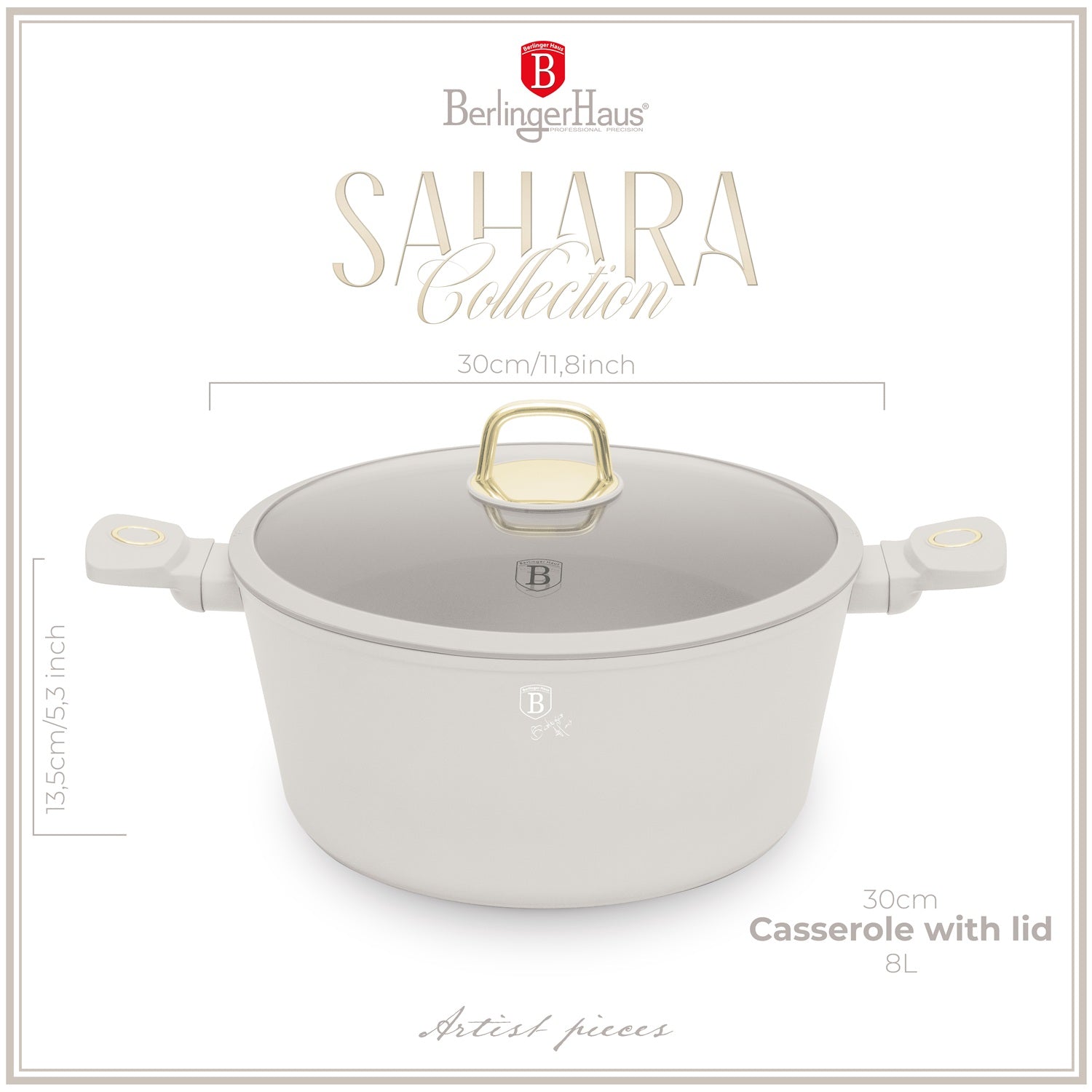 Berlinger Haus 30cm Titan Pro Non-Stick Coating Casserole – Sahara