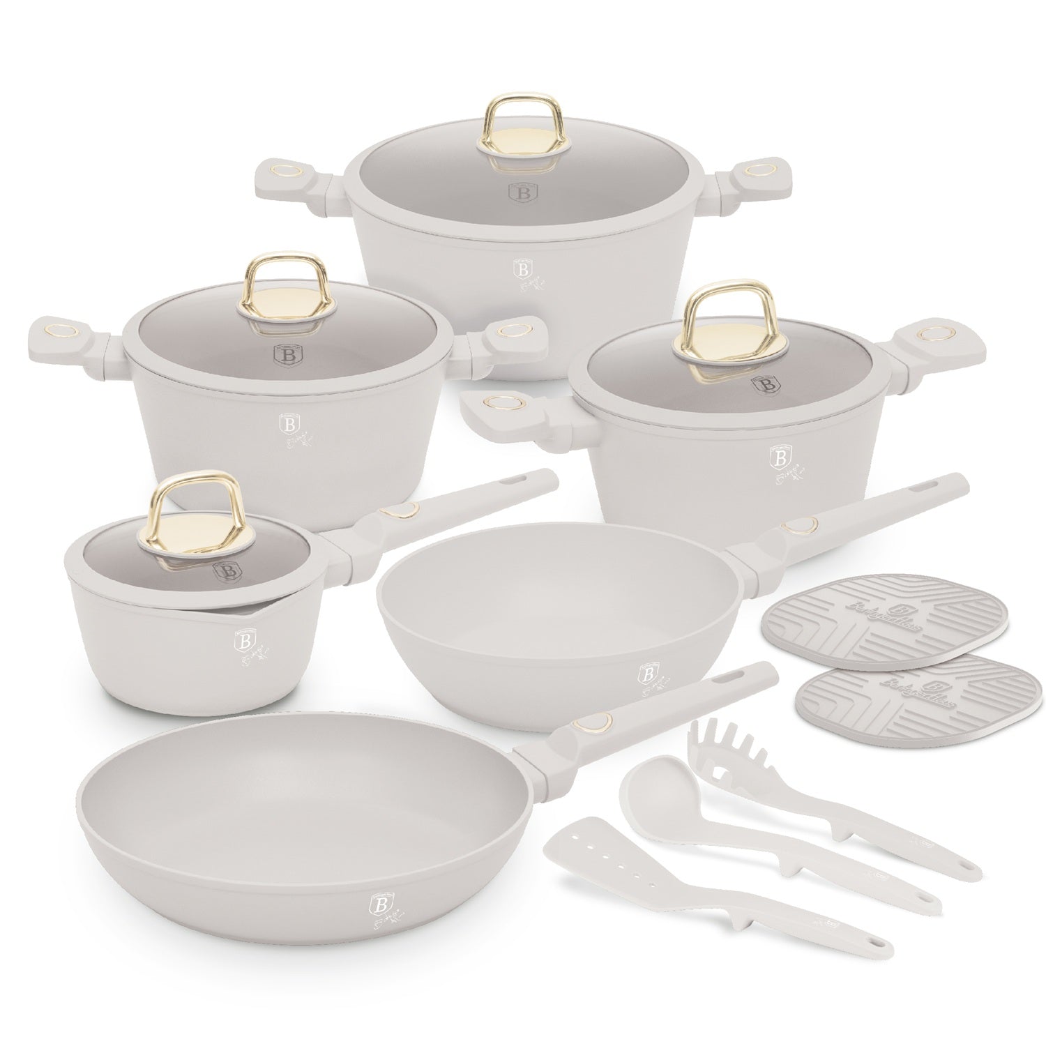Berlinger Haus 15-Piece Non-Stick Titan Pro Coating Cookware Set - Sahara