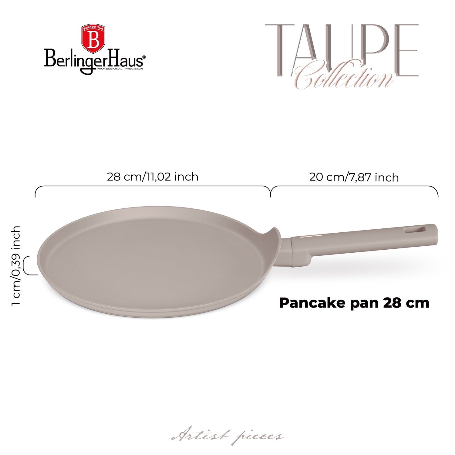 Berlinger Haus 28cm Titan Pro Non-Stick Coating Pancake Pan - Taupe