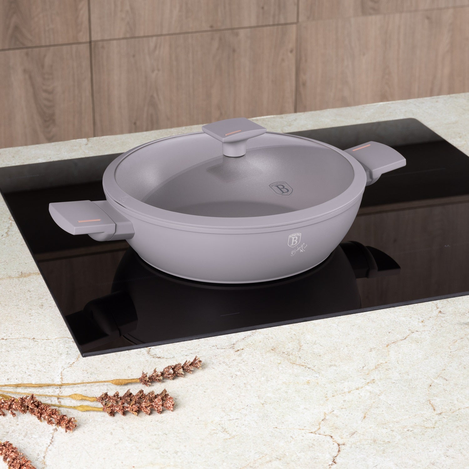 Berlinger Haus 28cm Non Stick Titan Pro Coating Shallow Pot - Taupe