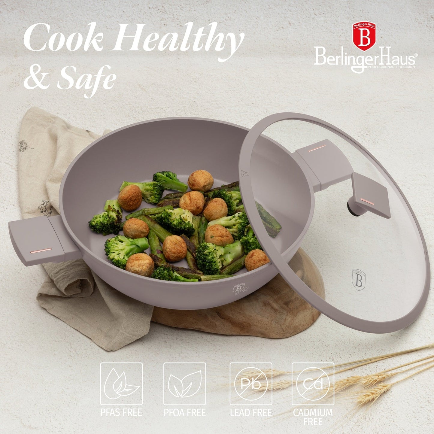 Berlinger Haus 30cm Titan Pro Non-Stick Coating Shallow Pot - Taupe
