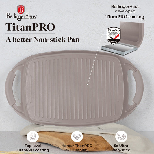 Berlinger Haus 47cm Titan Pro Non-Stick Coating Grill Plate - Taupe