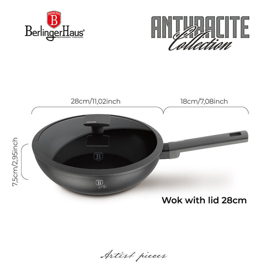 Berlinger Haus 28cm Titan Pro Non-Stick Coating Wok – Anthracite