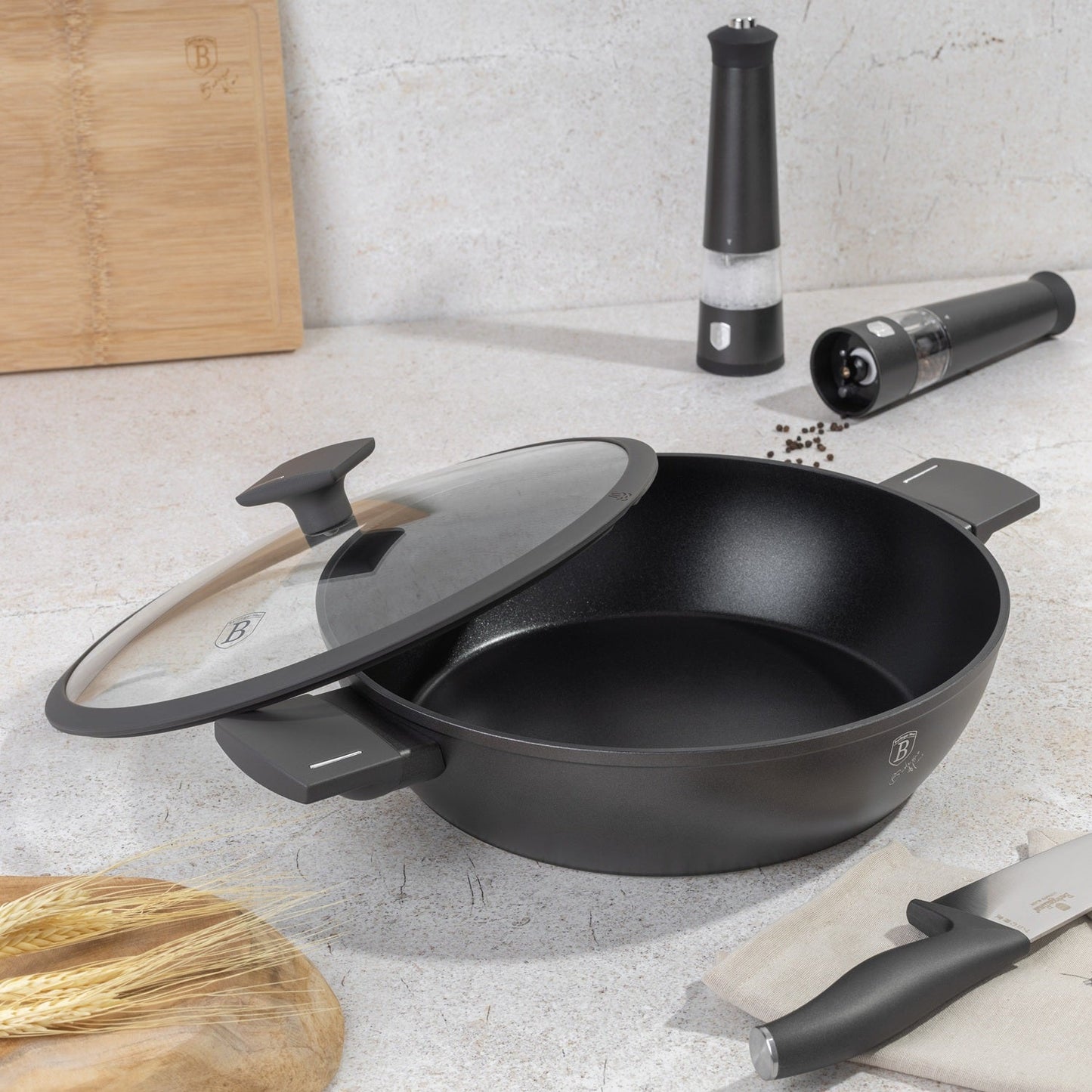 Berlinger Haus 30cm Titan Pro Non-Stick Coating Shallow Pot – Anthracite