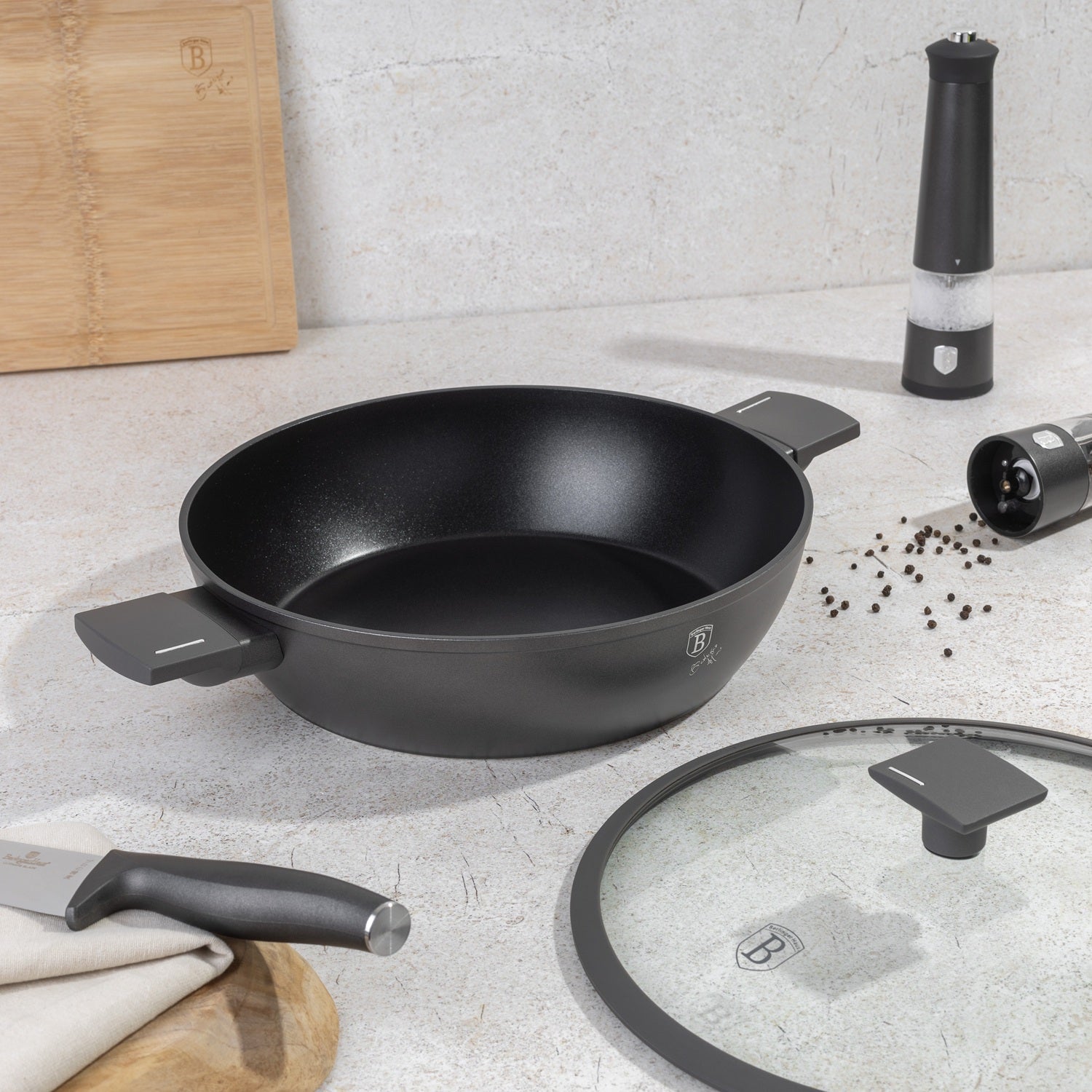 Berlinger Haus 30cm Titan Pro Non-Stick Coating Shallow Pot – Anthracite