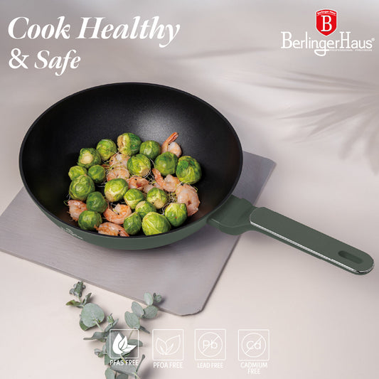 Berlinger Haus 28cm Titan Pro Non-Stick Coating Wok - Matt Green