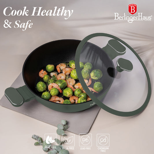 Berlinger Haus 30cm Titan Pro Non-Stick Coating Shallow Pot - Matt Green