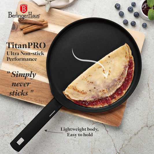 Berlinger Haus 28cm Titan Pro Non-Stick Coating Pancake Pan – Matte Black