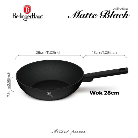 Berlinger Haus 28cm Titan Pro Non-Stick Coating Wok – Matte Black