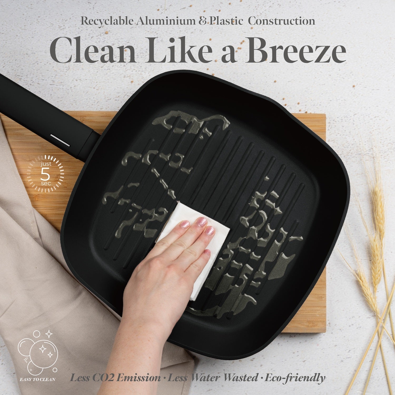 Berlinger Haus 28cm Titan Pro Non-Stick Coating Grill Pan – Matte Black
