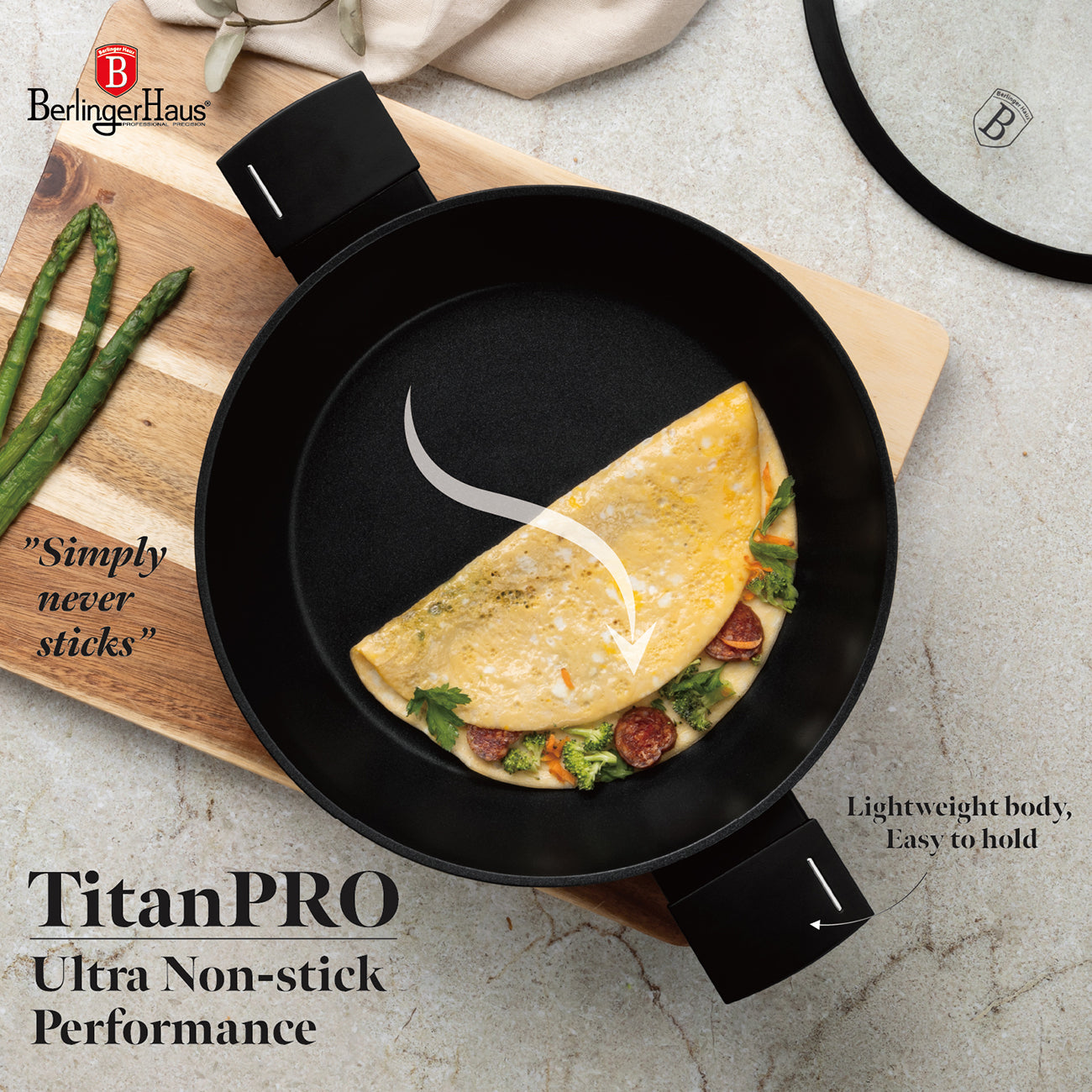 Berlinger Haus 28cm Titan Pro Non-Stick Coating Shallow Pot – Matte Black