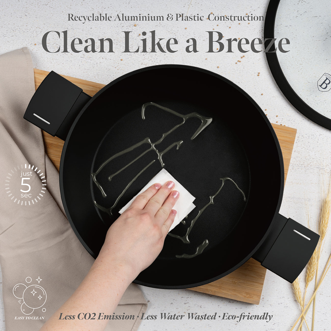 Berlinger Haus 28cm Titan Pro Non-Stick Coating Shallow Pot – Matte Black