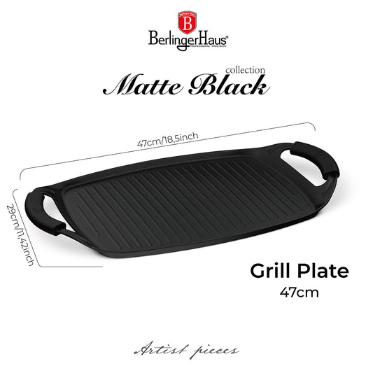 Berlinger Haus 47cm Titan Pro Non-Stick Coating Grill Plate - Matte Black