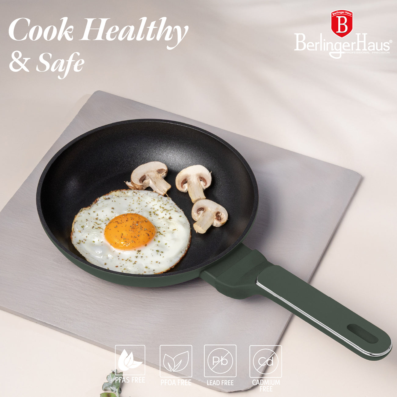 Berlinger Haus 3-Piece Titan Pro Non-Stick Coating Frypan Set - Matt Green