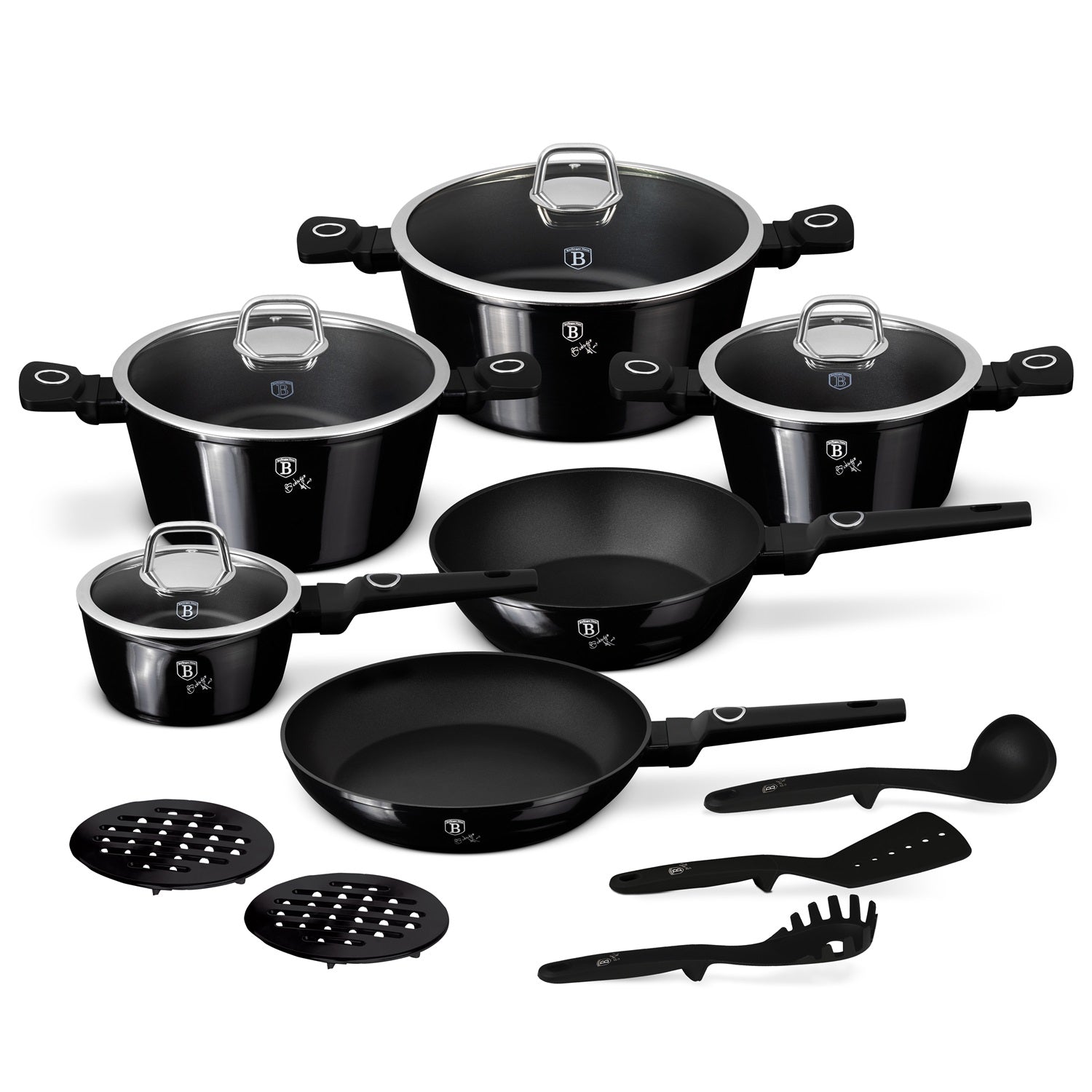 Berlinger Haus 15-Piece Non Stick Titan Pro Coating Cookware Set - Black Vintage