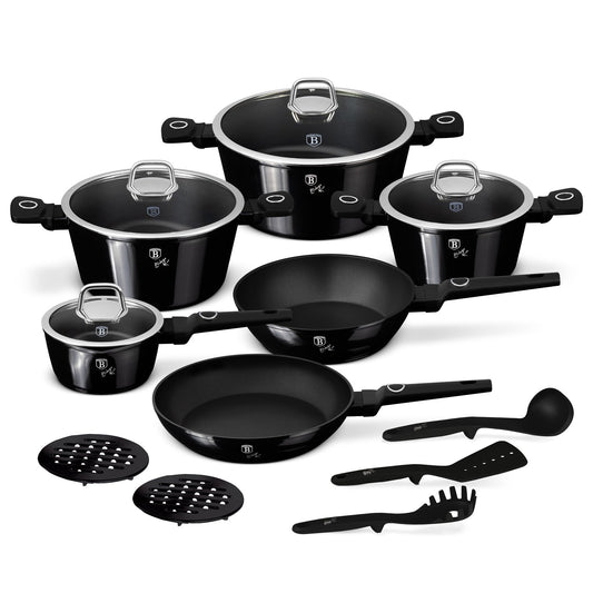 Berlinger Haus 15-Piece Non Stick Titan Pro Coating Cookware Set - Black Vintage