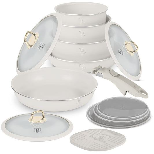 Berlinger Haus 13-Piece Titan Pro Non Stick Coating Oven Safe Cookware Set - Sahara