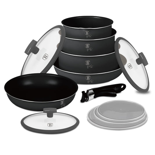 Berlinger Haus 12-Piece Titan Pro Non Stick Coating Oven Safe Cookware Set - Anthracite Collection