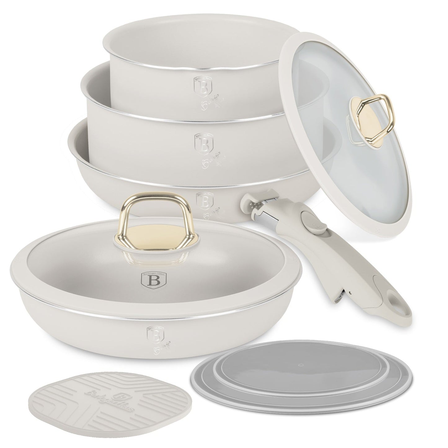 Berlinger Haus 10-Piece Titan Pro Non Stick Coating Oven Safe Cookware Set - Sahara