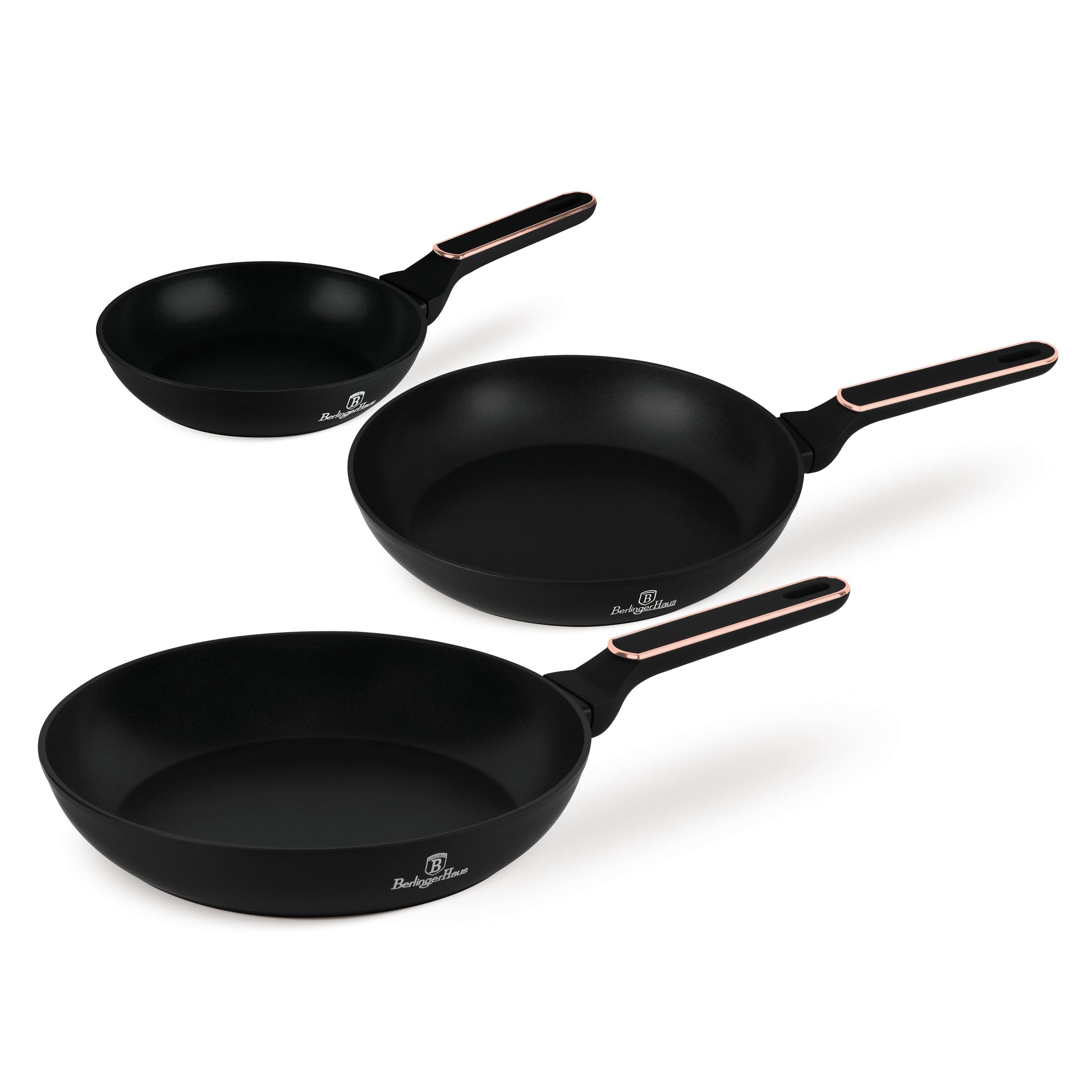 Berlinger Haus 3-Piece Titan Pro Non-Stick Coating Frypan Set – Black Rose
