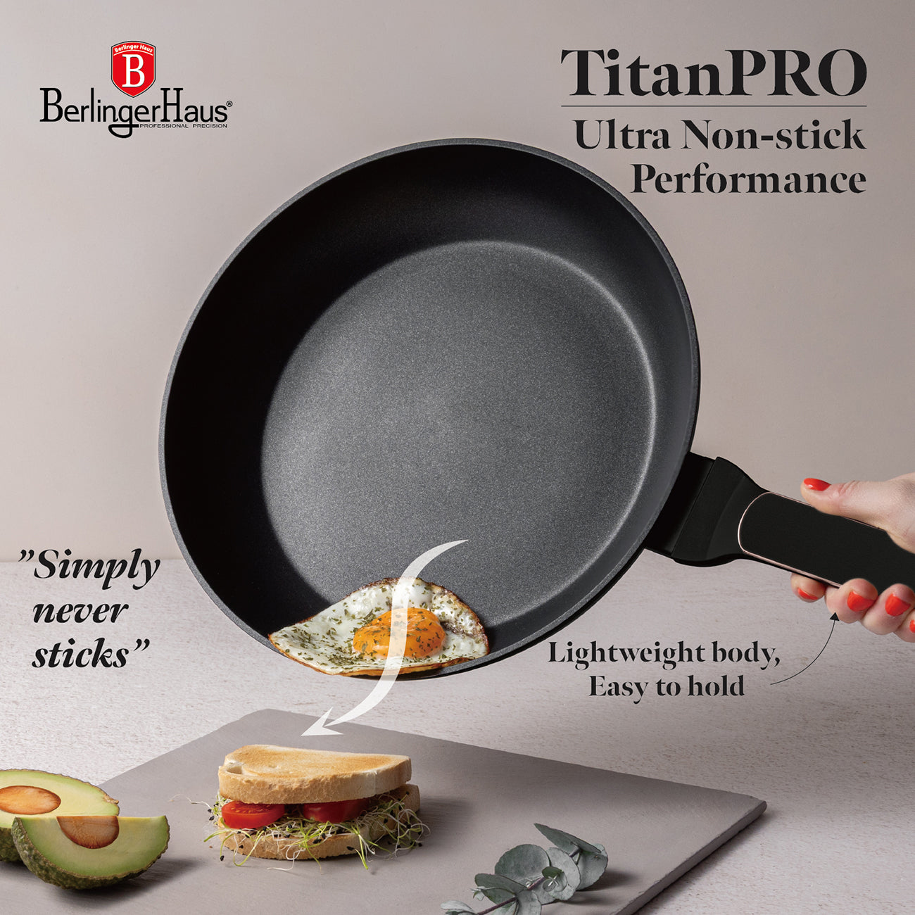 Berlinger Haus 3-Piece Titan Pro Non-Stick Coating Frypan Set – Black Rose