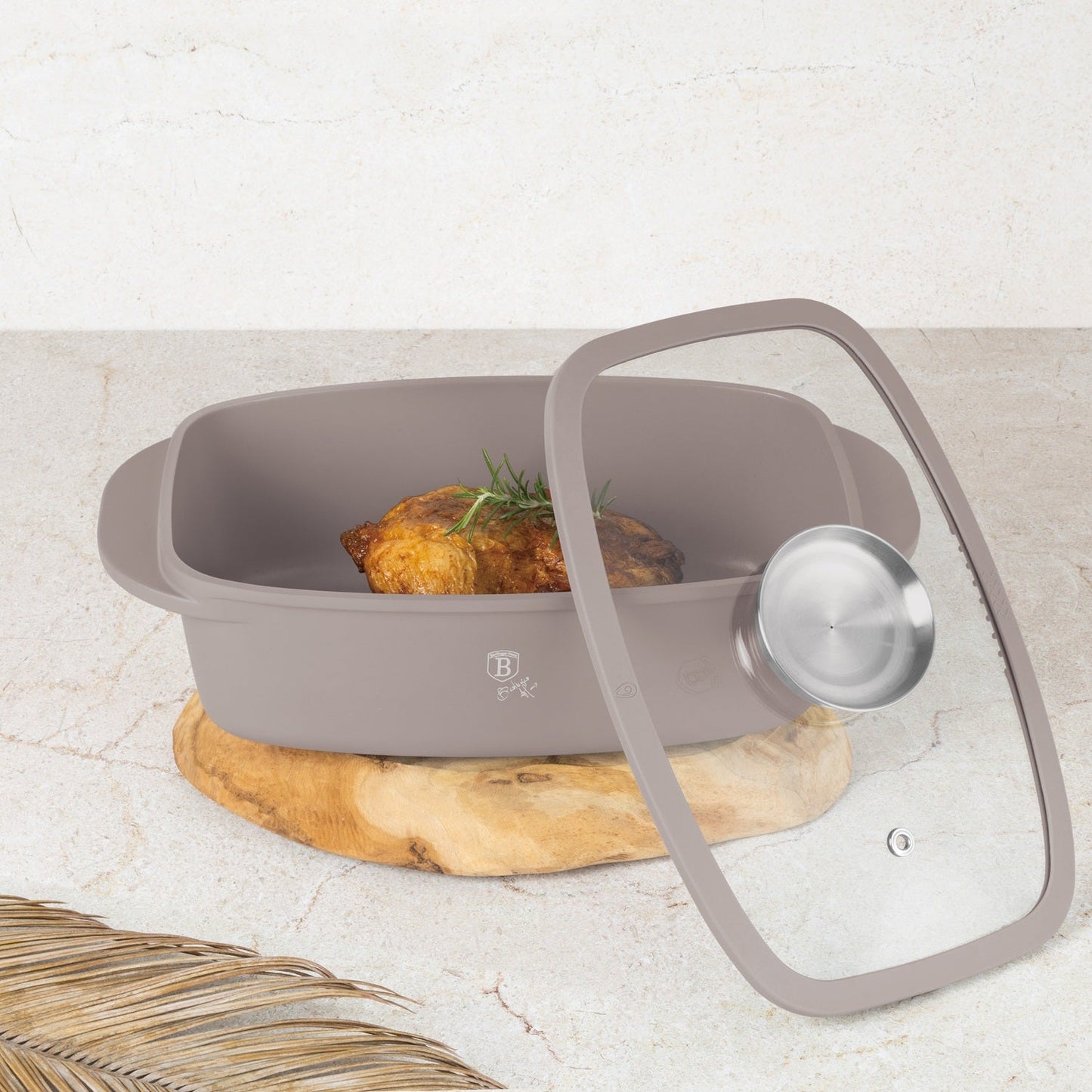 Berlinger Haus 32cm Oven Safe Roaster Pan with Aroma Glass Lid - Taupe