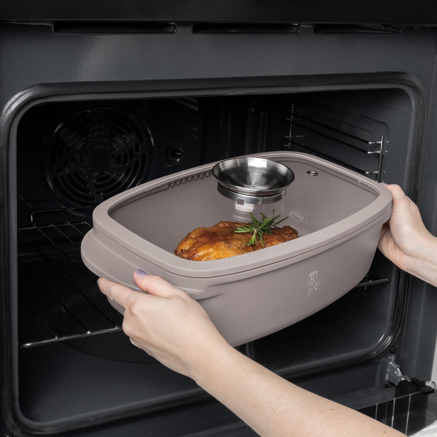 Berlinger Haus 32cm Oven Safe Roaster Pan with Aroma Glass Lid - Taupe