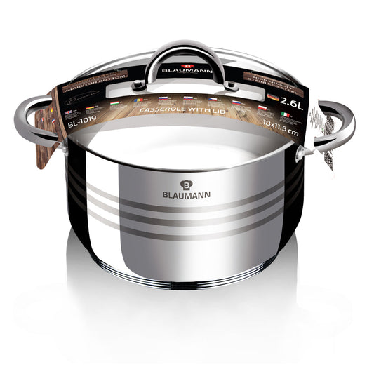 Blaumann 18cm Stainless Steel Casserole - Gourmet Line