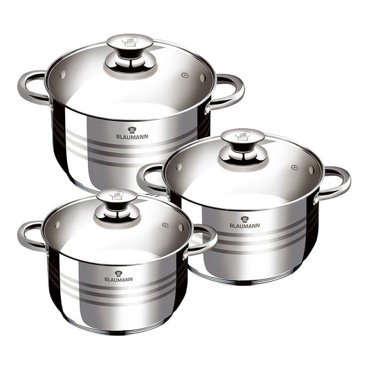 Blaumann 6-Piece Stainless Steel Cookware Set - Gourmet Line