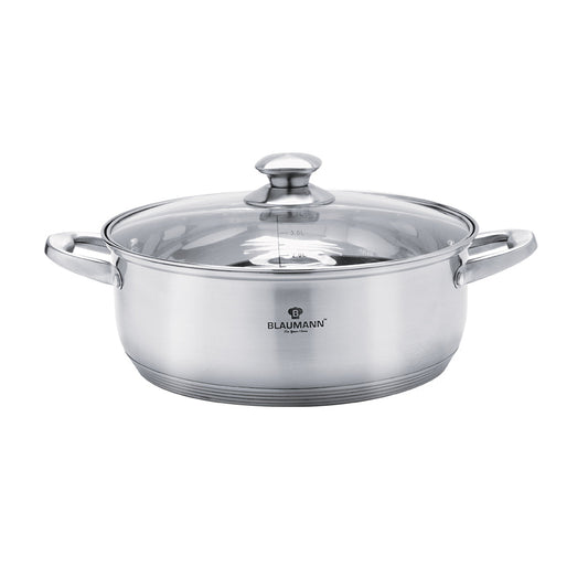 Blaumann 28cm Stainless Steel Shallow Pot - Satin Gourmet Line