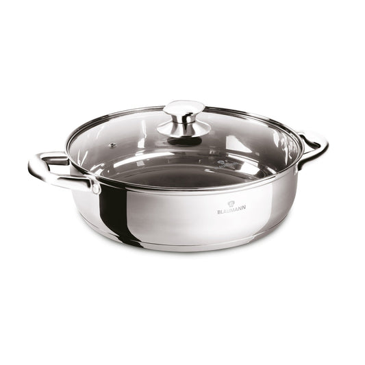 Blaumann 24cm Stainless Steel Shallow Pot with Lid – Gourmet Line