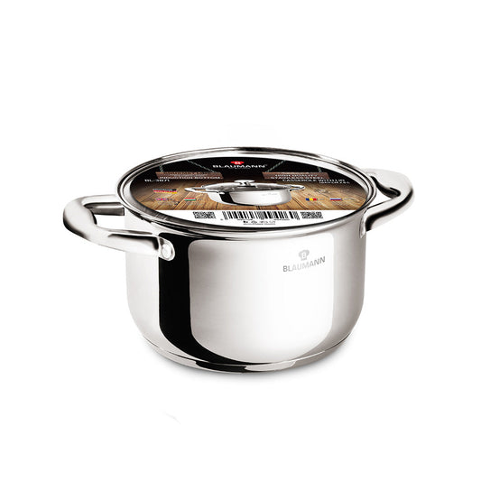 Blaumann 18cm Stainless Steel Casserole with Lid – Gourmet Line