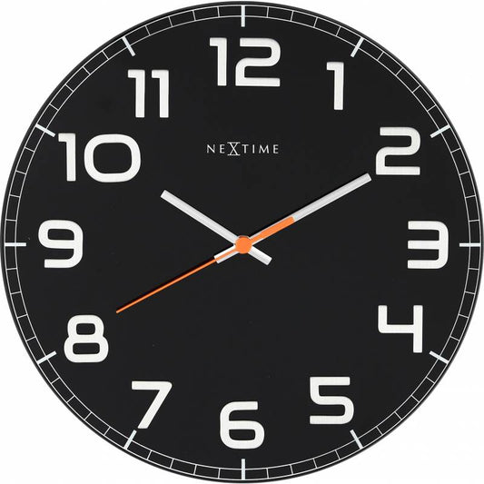 NeXtime 30cm Classy Round Glass Round Shaped Wall Clock - Black