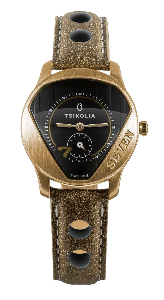 TSIKOLIA SEVEN Limited Edition Swiss Made Ladies Leather Watch - Black