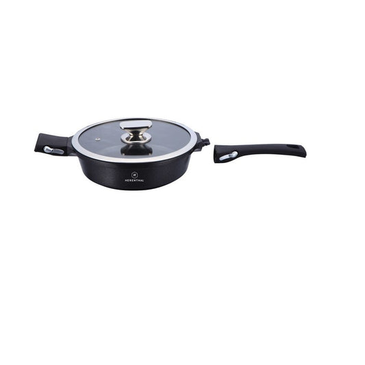 Herenthal 28cm Marble Coating Deep Frypan - Black